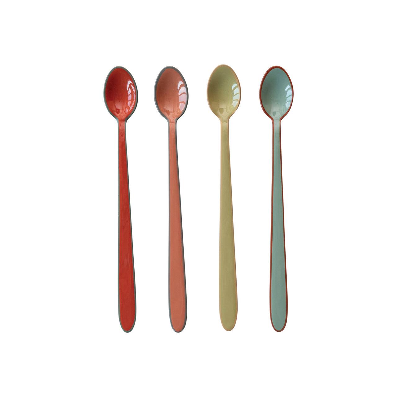 Hello Honey® 8" Multicolor Enameled Stainless Steel Cocktail Spoon Set